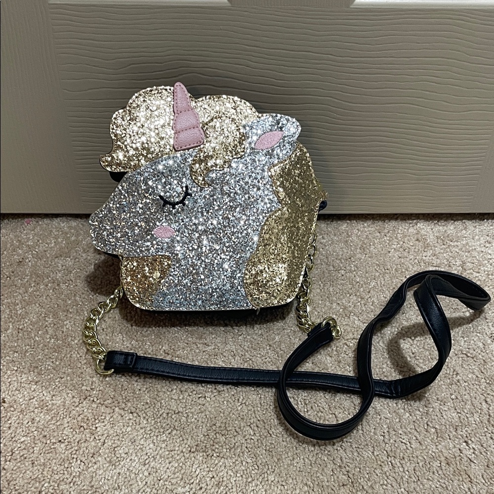 Glitter Unicorn Crossbody Bag - Silver, Gold, Pink